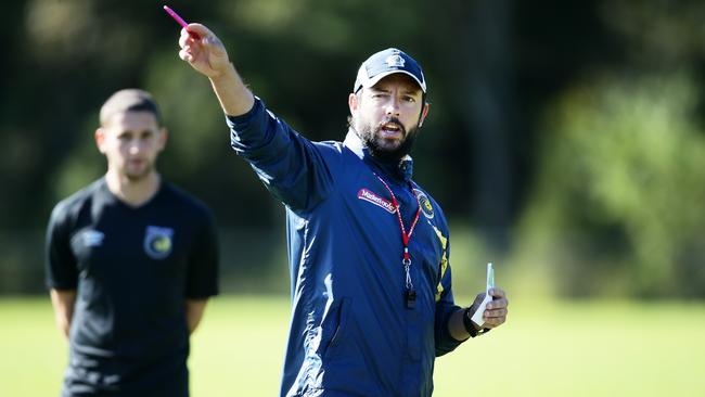 John Hutchinson, assistant coach, during Central Coast Mariners training, at the Centre of Excellence, Tuggerah. Picture: Peter Clark