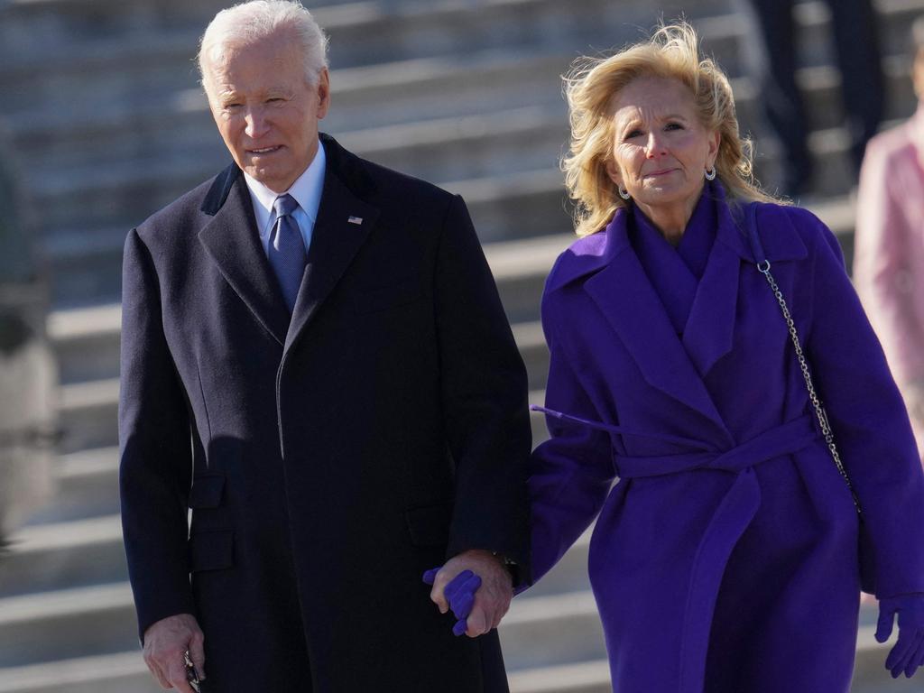 Former US president Joe Biden and former first lady Jill Biden after Donald Trump’s inauguration. Picture: AFP