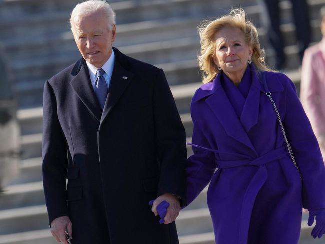 Former US president Joe Biden and former first lady Jill Biden after Donald Trump’s inauguration. Picture: AFP