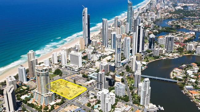 An entire city block at at Surfers Paradise, 3 Cypress Ave, is for sale. Photo: Supplied