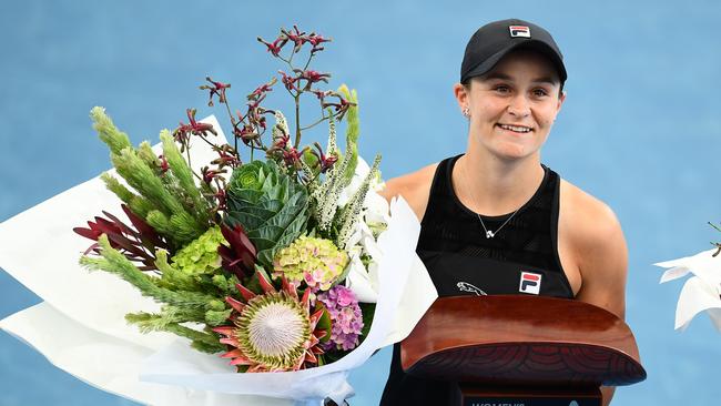 Ash Barty will enter another Australian Open on a winning streak after claiming the Adelaide singles and doubles titles. Picture: Getty Images