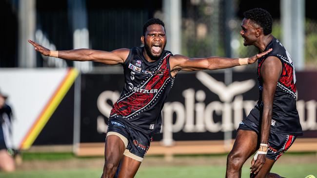 Kim Kantilla as St Mary's took on the Tiwi Bombers in the 2024-25 NTFL men's semi-final. Picture: Pema Tamang Pakhrin