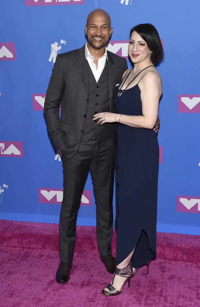 Keegan-Michael Key, left, and Elisa Pugliese arrive at the MTV Video Music Awards at Radio City Music Hall on Monday, Aug. 20, 2018, in New York. Picture: Evan Agostini/Invision/AP