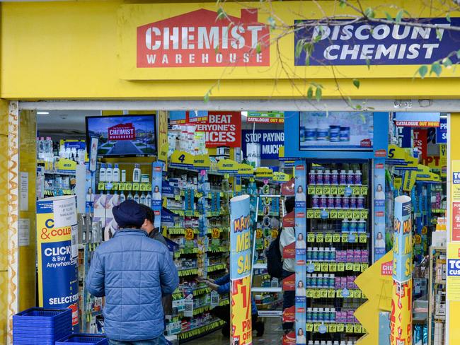 ADELAIDE, AUSTRALIA - NewsWire Photos MAY 18 2021: People checking into Chemist Warehouse in Gawler Place via QR code. Picture: NCA NewsWire / Brenton Edwards