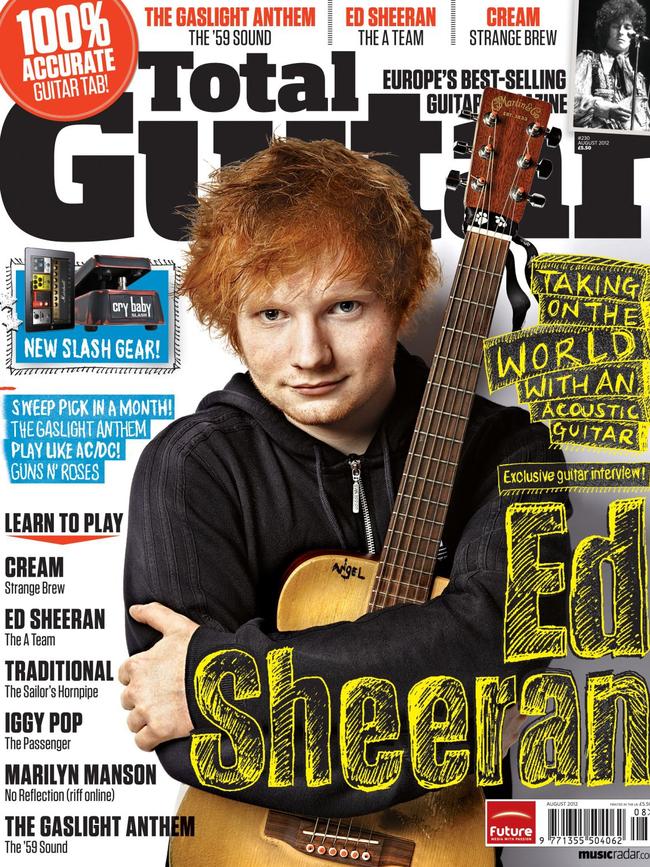 Ed Sheeran on the cover of Total Guitar in 2012.