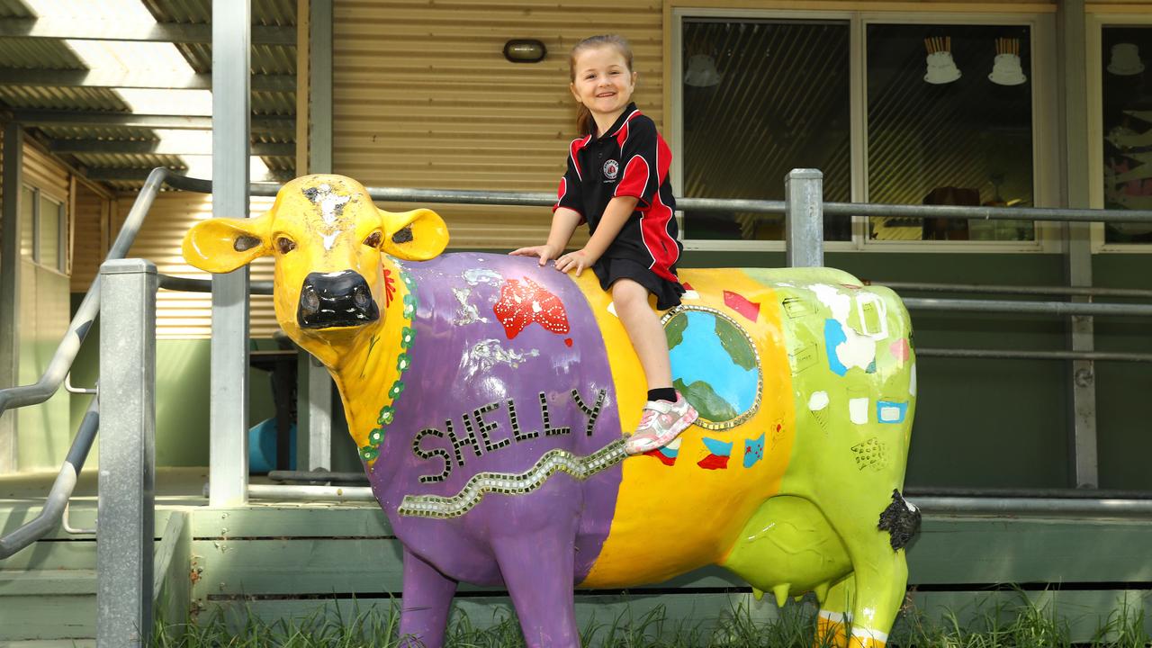 Shelford Primary School's one and only 2025 prep Yindi Allen is the fourth generation in her family to attend the small country school. Picture: Alison Wynd