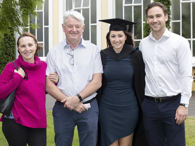 Robyn Lloyd, warwick Lloyd, Beth Lloyd and Nick Pluss at the UTAS Graduation at Launceston. PICTURE CHRIS KIDD