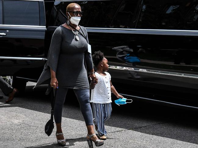 George Floyd's six-year-old daughter Gianna, right, arrives for the memorial service in his honour in Minneapolis, Minnesota. Picture: AFP