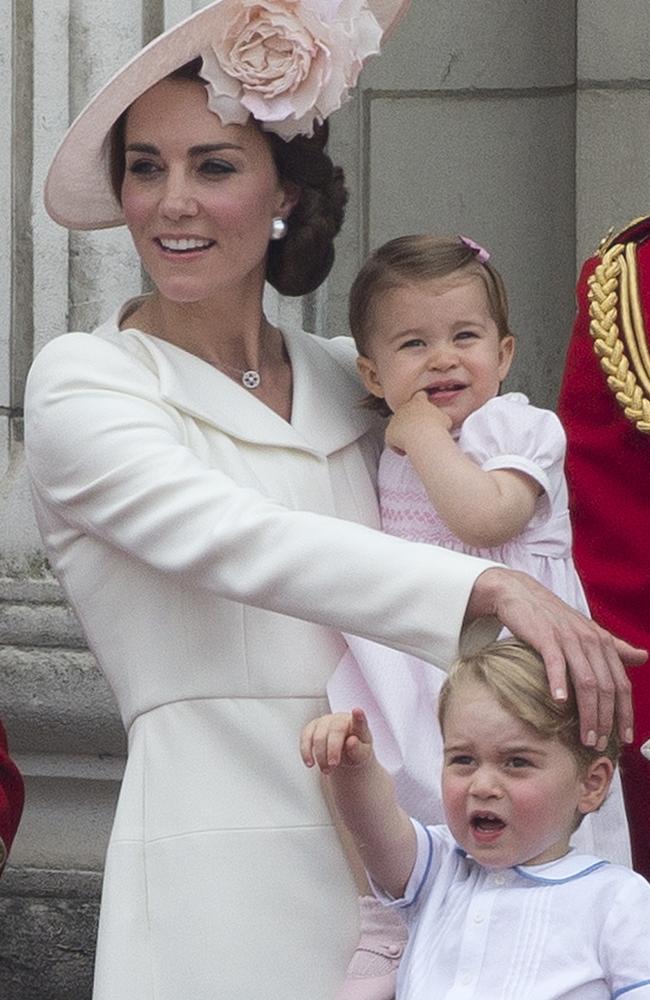 The Duchess of Cambridge with her children in June 2016. Picture: AFP PHOTO / JUSTIN TALLIS