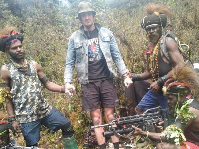 Video from the separatist Free Papua Movement appears to show kidnapped New Zealand pilot Philip Mark Mehrtens. Picture: Twitter
