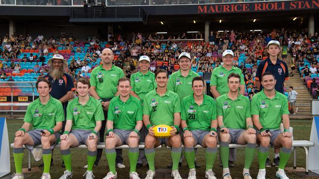 Umpires in the 2023-24 NTFL Men's Grand Final between Nightcliff and St Mary's. Picture: Pema Tamang Pakhrin