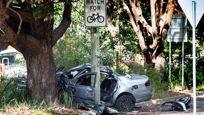 The scene of the crash on Rawson Ave, Sutherland. Picture: Julian Andrews