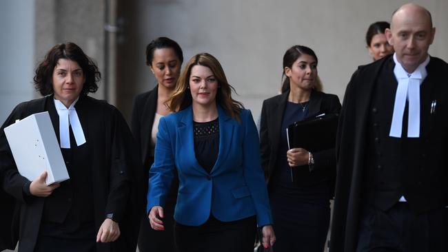 Sarah Hanson-Young arrives at the Federal Court in Sydney. Picture: AAP. 