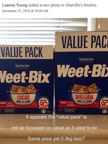 examples of disappointment for Weetbix