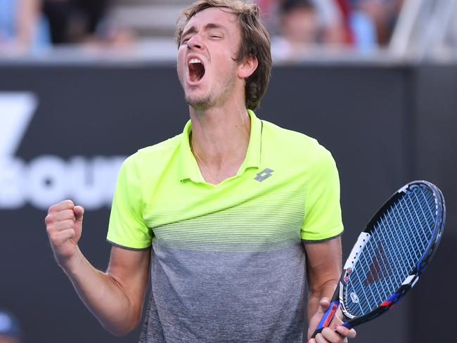 Russian Daniil Medvedev celebrates his win. Picture: AAP