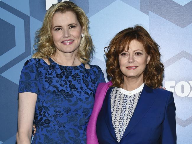 Sarandon was reunited with her Thelma and Louise co-star Geena Davis at the Golden Globes. Picture: AP