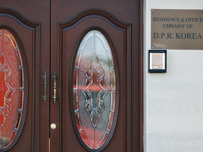 View at the entrance of the North Korea Embassy in London, Wednesday, Aug. 17, 2016. A senior North Korean diplomat based in London has defected to South Korea, becoming one of the highest Northern officials to do so, South Korea said Wednesday. Thae Yong Ho, minister at the North Korean Embassy in London, has arrived in South Korea with his family and is under the protection of the South Korean government, Seoul's Unification Ministry said. (AP Photo/Frank Augstein)