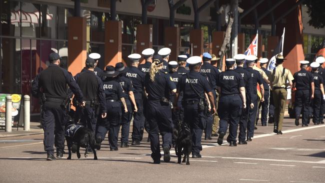 Police officers march in the 2023 Police Remembrance Day parade. Picture: Sierra Haigh