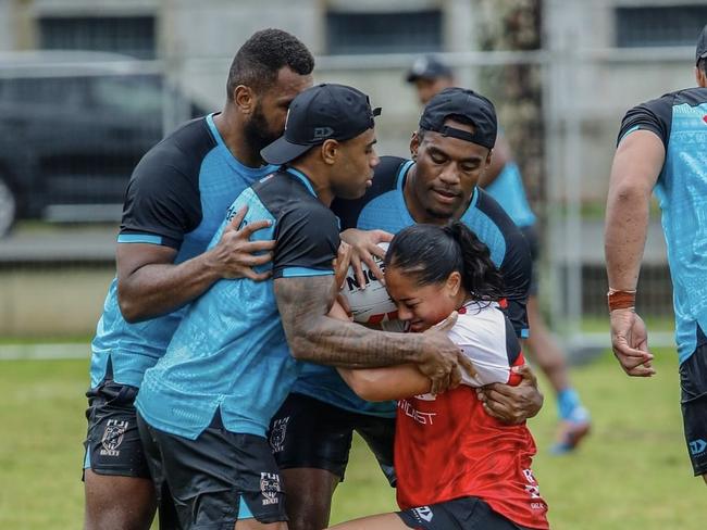 Fiji training against the Tongan women's team. Picture: Fiji Village