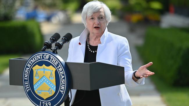 US Treasury Secretary Janet Yellen at the G7 Finance Ministers meeting at Winfield House in London over the weekend. Picture: Getty Images