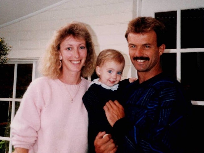 Undated images relating to the 2024 podcast - BRONWYN. Bronwyn Winfield, Jon Winfield and their daughter Lauren (centre).