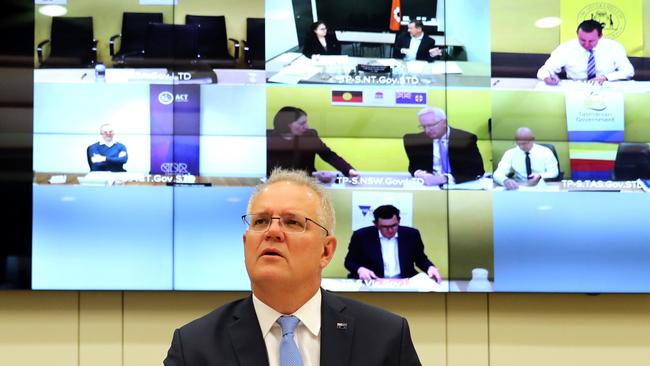 Scott Morrison chairs a national cabinet meeting in August. Picture: Adam Taylor / PMO