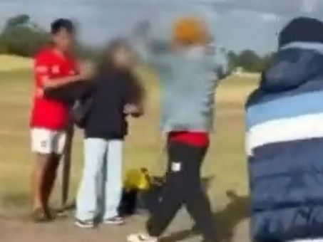 An ugly brawl erupted during a soccer match at Keilor Park over the weekend.  PictureL Nine News