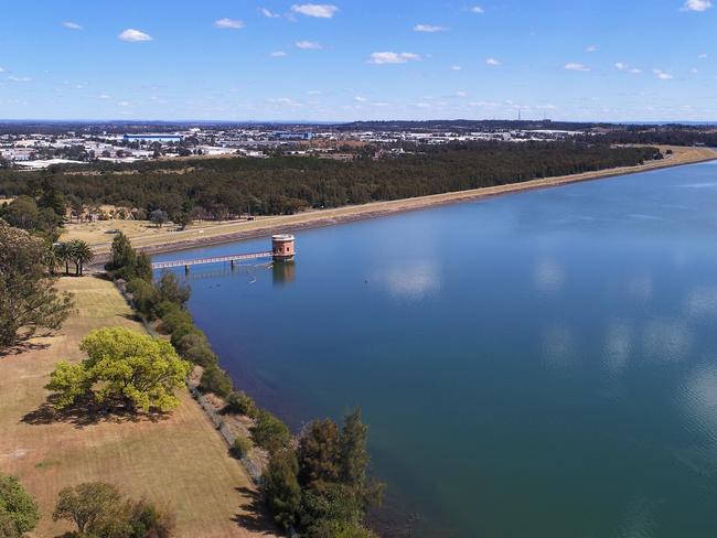 An aerial photo of Prospect Reservoir.