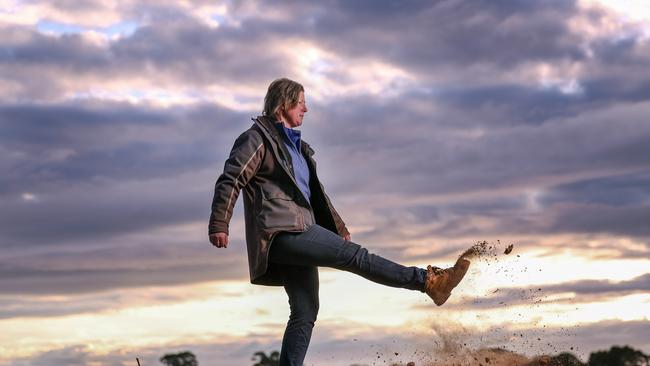 Farmer Kathryn Robertson on her property near Hamilton in Western Victoria, last year, where conditions are still dry. Picture: Alex Coppel