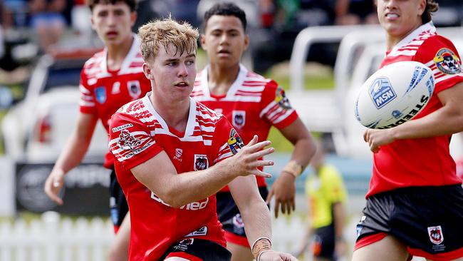 Tyler Lewis for Illawarra South Coast Dragons. Picture: John Appleyard. Andrew Johns Cup 2025 Round 1, Illawarra South Coast Dragons vs Western Rams at Ron Costello Oval, Shellharbour.  9 February 2025. Picture: John Appleyard