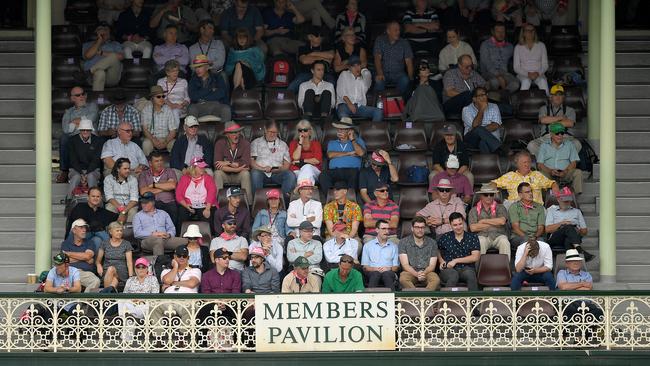 Spectators watch on from the Members Pavilion on day 4 of the third Test Match between Australia and New Zealand at the SCG last January. Picture: Dan Himbrechts