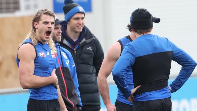 Bailey Smith rueing the early start at training for the Western Bulldogs. Picture: David Crosling