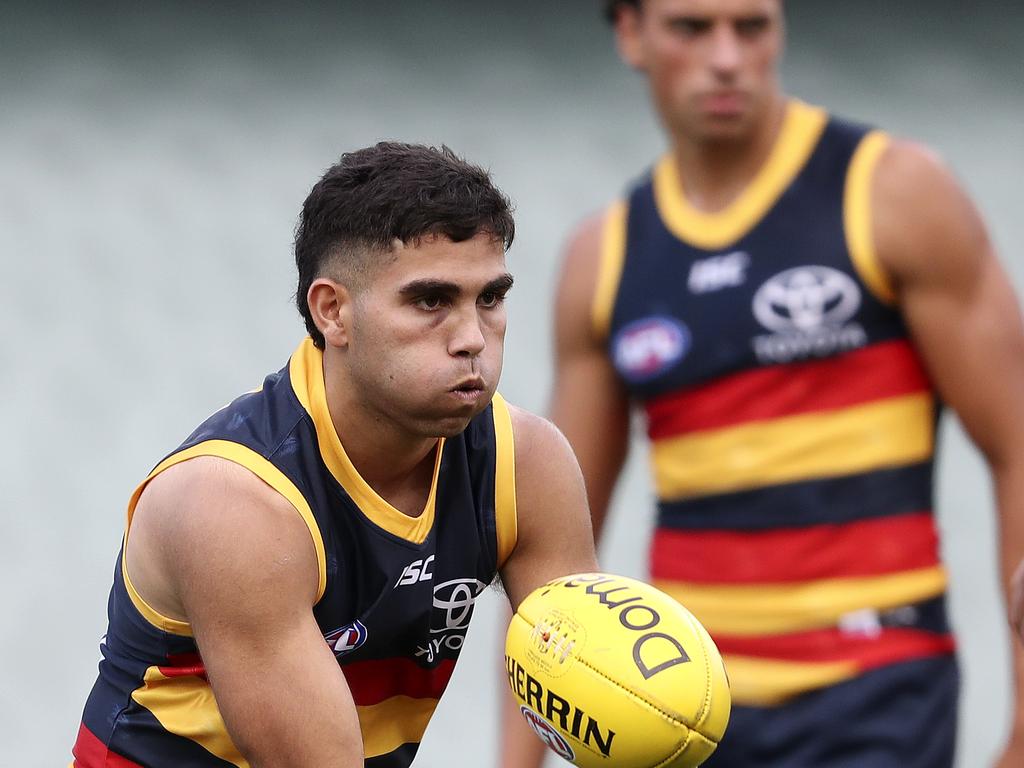 Tyson Stengle competing against the Sydney Swans at Adelaide Oval in March.