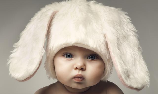 Beautiful baby with bunny ears