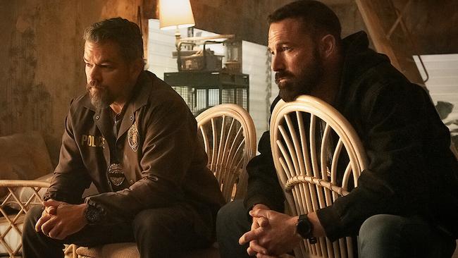 Damon and Affleck on the set of their upcoming Netflix movie The Rip. Picture: Netflix