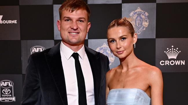 Port Adelaide midfielder Ollie Wines and Olivia May announced they were expecting a baby. Picture: Quinn Rooney/Getty Images