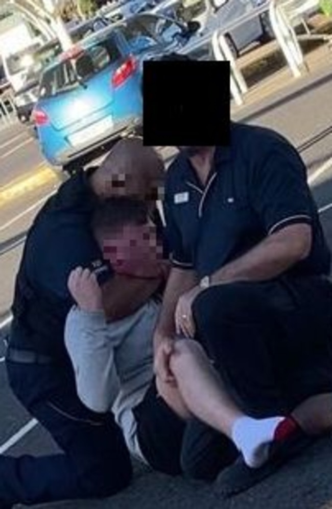 A 14-year-old boy detained by two security guards at Logan Central Plaza on Wembley Rd about 3.40pm on Wednesday afternoon. Picture: Facebook