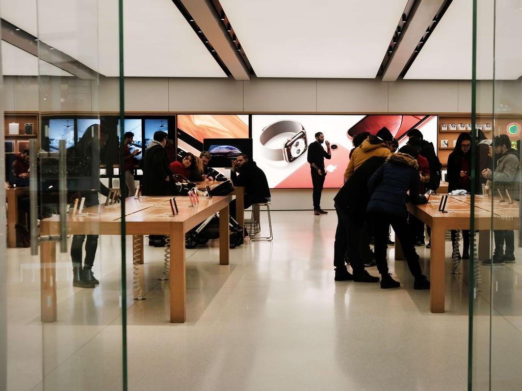 An Apple Store in lower Manhattan as a decline in Apple product sales in China continues to depress global markets. Picture: Getty