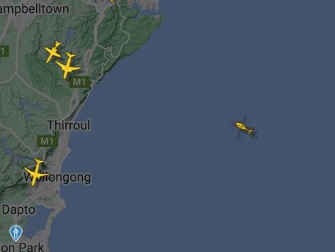 Helicopters are reporting to the incident 150km off the south coast. Picture: Flightradar