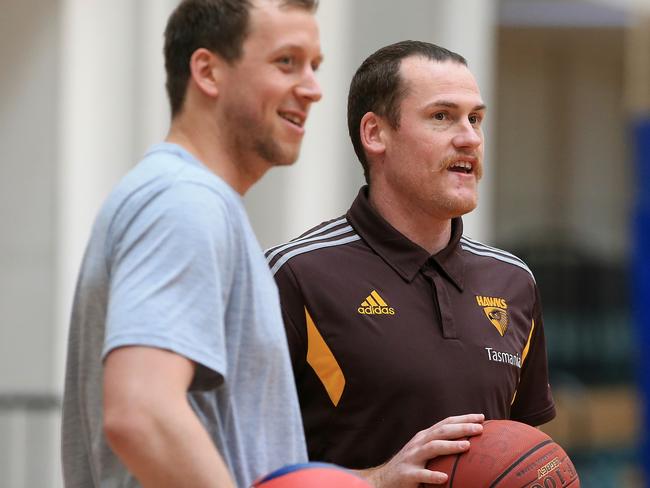 Good friends Joe Ingles and Jarryd Roughead. Picture: Wayne Ludbey