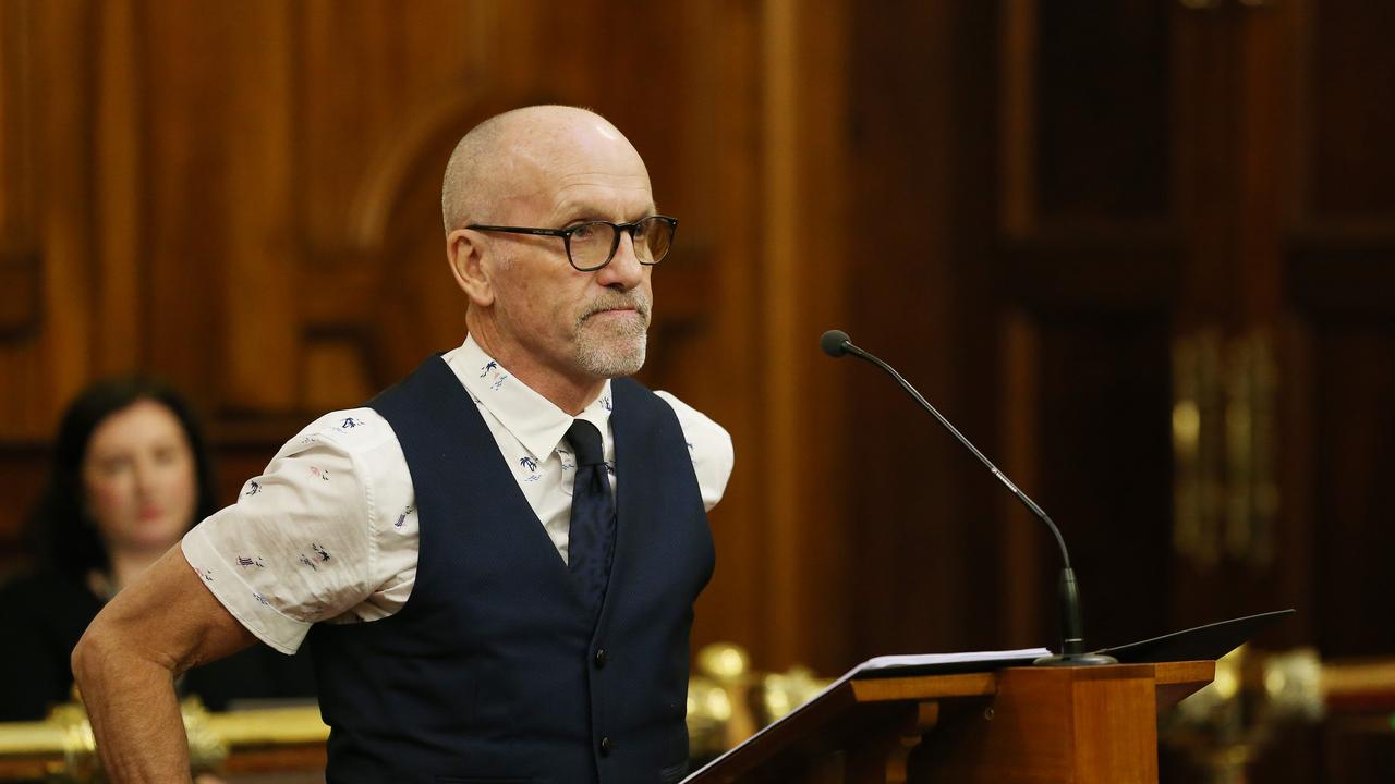 Independent MLC, Michael Gaffney talks during the reading of the Voluntary Assisted Dying Bill at the Tasmanian Legislative Council. Picture: Zak Simmonds