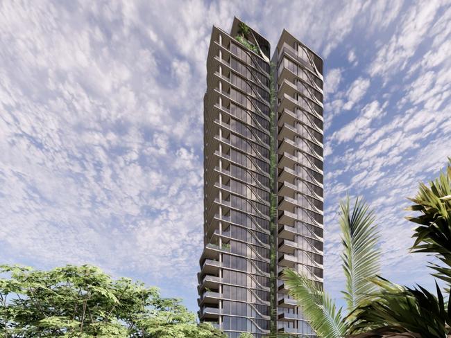 Artist impression of a tower planned for Parneno Street, Chevron Island by developer Chevron Development Group