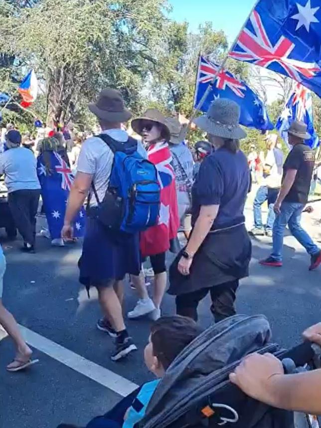 Maddy Fry from Mount Gambier attending the Convoy to Canberra protests in Canberra. Picture: Facebook