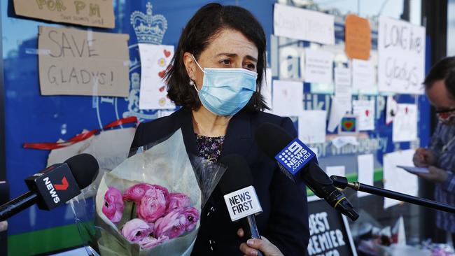 Gladys Berejiklian arrives at her office in Northbridge in Sydney on Wednesday. Picture: Sam Ruttyn