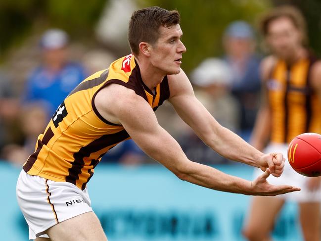 Ethan Phillips impressed in his only AFL game for Hawthorn. Picture: Michael Willson/AFL Photos via Getty Images