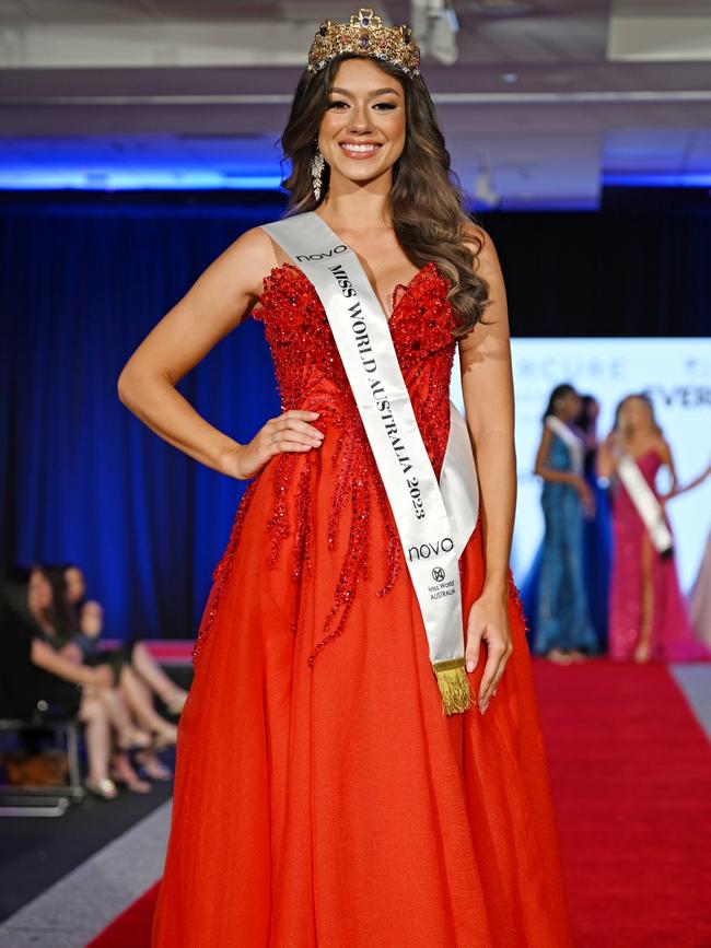 Miss World Australia winner Jasmine Stringer at the national crowning at the Gold Coast. Picture: Barry Ching