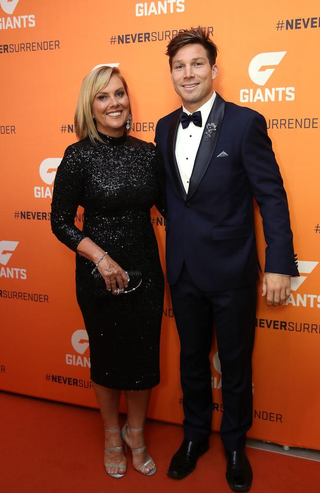 Toby Greene and his Mum Kate at the Giants Brownlow Medal function. Picture. Phil Hillyard