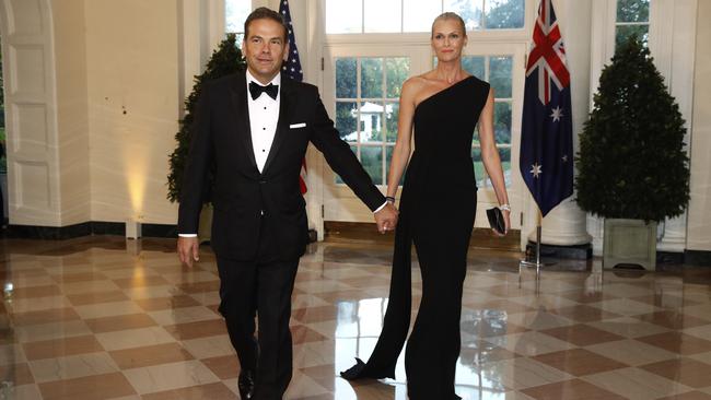 A glittering crowd of American and Australian luminaries attended the state dinner including Lachlan and Sarah Murdoch. Picture: AP