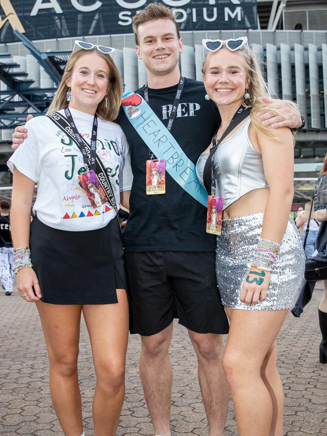 SYDNEY, AUSTRALIA - Daily Telegraph Photos February 26, 2024: Ava, Lucas and Emily at Taylor Swift's The Eras Tour concert held at Accor Stadium in Sydney. Picture: Christian Gilles