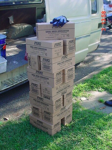 Police seized boxes of ammunition, containing 7500 rounds, at Mazen Touma's house in November, 2005. Picture: NSW Police